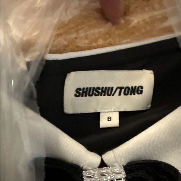 ShuShu/Tong Wool Corset Black and White Mini Dress - Picture 3 of 3